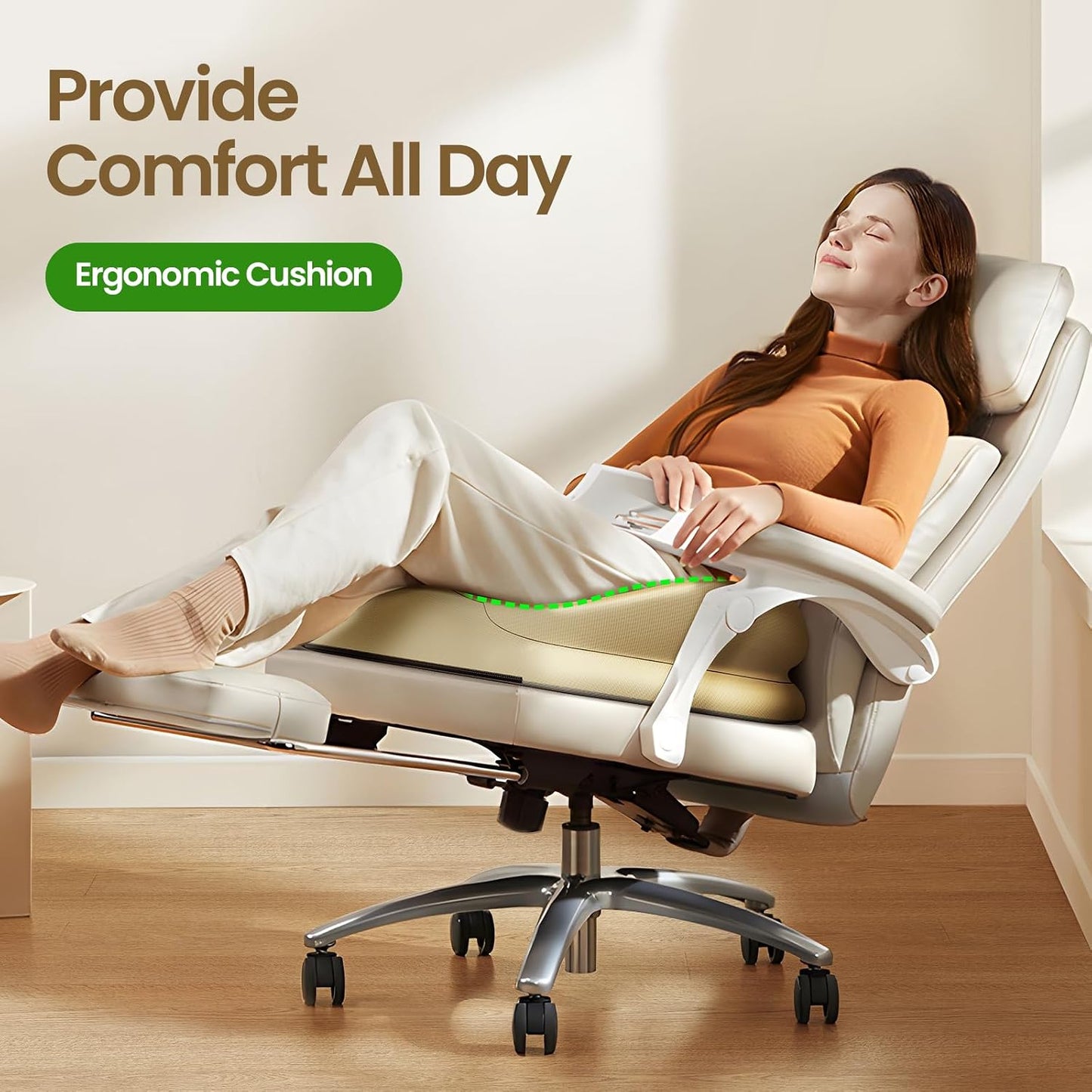 Benazcap Memory Foam Seat Cushion, Ergonomic Office Chair Cushion | Memory foam cushion relieves pressure and supports tailbone comfort for office chairs, cars, wheelchairs and home use.