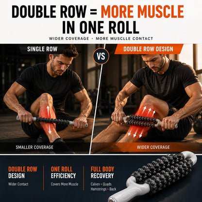 Muscle Roller Stick for Muscle Recovery, Double Row Massage Roller