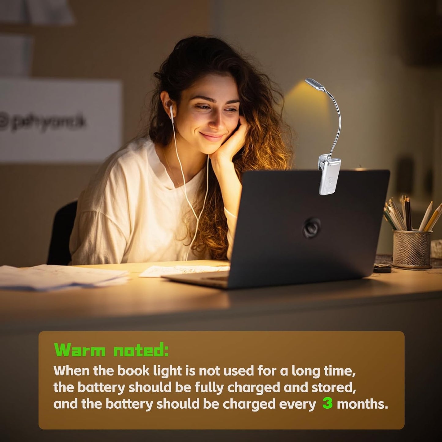 VAVOFO Rechargeable Book Light for Reading in Bed Kids, 7 LED Reading Light with 9-Level Warm Cool White Daylight, Eye Care Lamp with Power Indicator for Bookworms (Yellow)