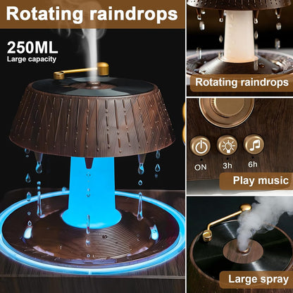 Morbou Raindrop Aroma Diffuser Room Humidifier with White Noise, 7-Color Air Mist Essential Oil Diffuser Sleep Sounds Aroma Rain Drop, with Remote Control (Brown)
