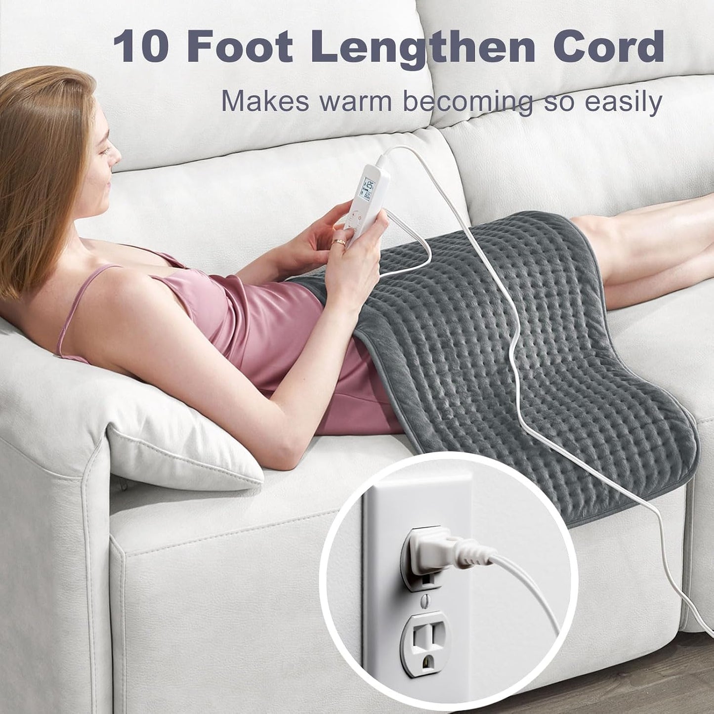 VAAGHANM Heating Pad: 33 x 17 inches Electric Heating Pad for Back -Extra Large Heat Pad for Shoulder/Neck/Knee/Arms - Upgraded 6 Timer & 6 Temperature Controller -Auto Shut Off- Gift for Mom