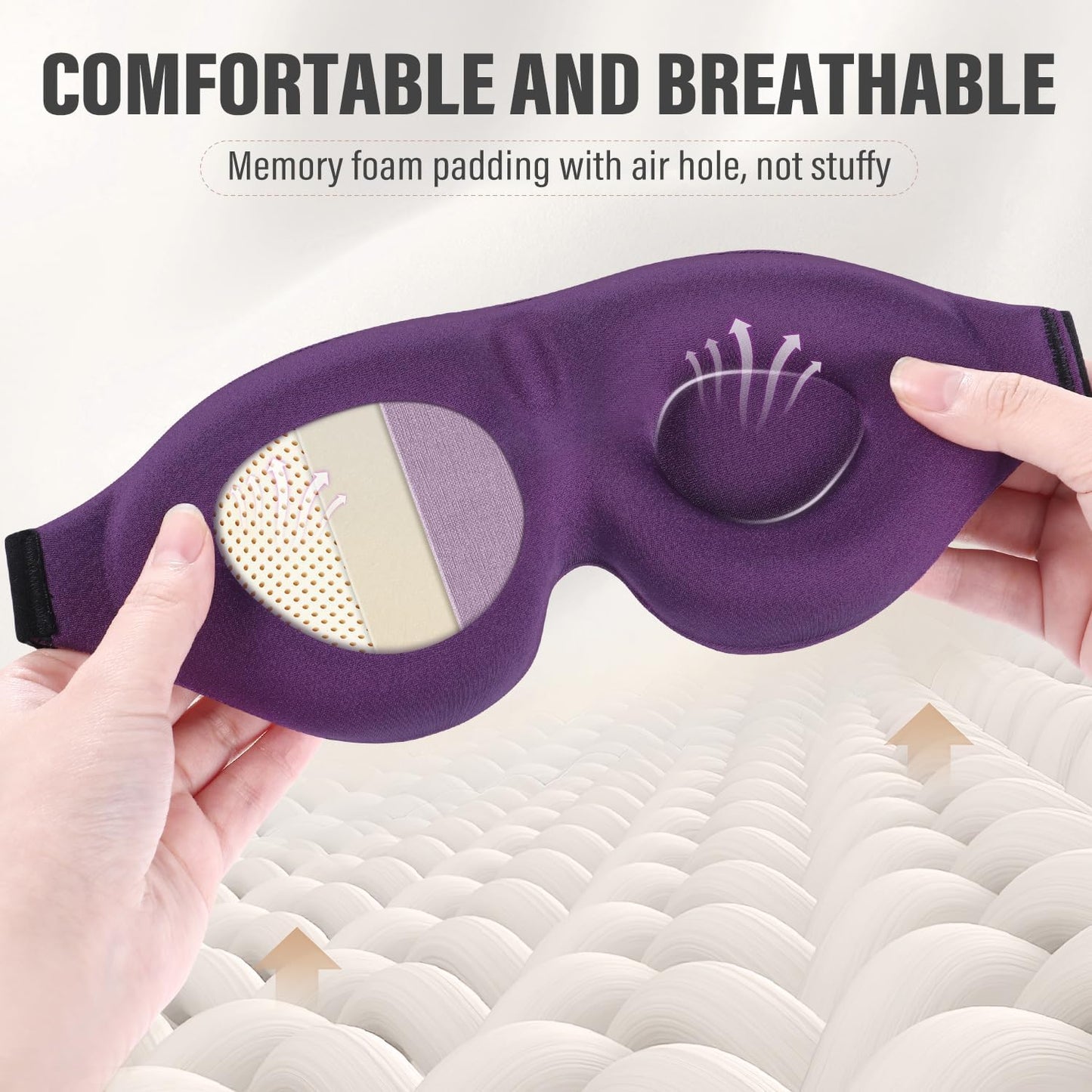 YIVIEW Sleep Mask for Side Sleeper, Complete Light Blocking 3D Sleeping Eye Mask, Soft Breathable Eye Cover for Women Men, Relaxing Zero Pressure Night Blindfold | Soft Breathable Eye Cover for Women Men, 3D Sleeping Eye Mask Black, Relaxing Travel