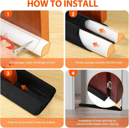 GDHOMM Door Draft Stopper for Bottom of Door, Adjustable Door Sweep Door Draft Blocker Door Gap Filler, Energy Saving, Keeps Sound Draft Light Out - Fits 30” to 36” Door