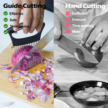 JAYVAR Extra-Large Onion Holder for Slicing, 304 Stainless Steel | 14 Long Needles, Onions Cutter Vegetable Chopper, Tomato Cutter Slicer, Kitchen Gadgets for Evenly Slicing