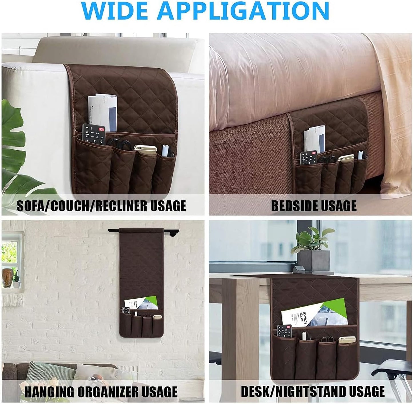 Armchair Caddy for Recliner, Non Slip Sofa Arm Organizer, Sage Green | 5-Pocket Recliner Armrest Organizer, Couch Side Storage Holder for Remotes, Cell Phone, Magazines & Tablets, Machine Washable