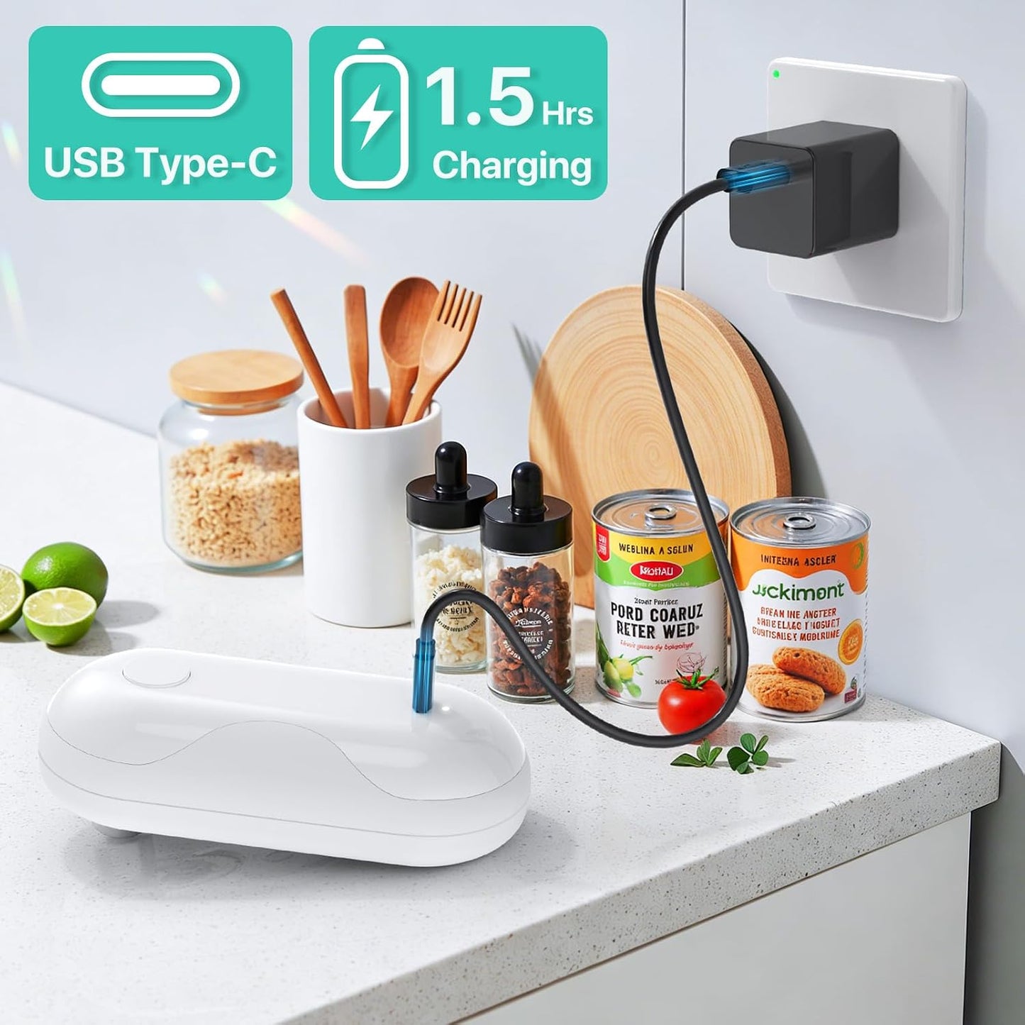 Electric Can Opener, Auto-Stop, USB-C Rechargeable, Side-Cut Smooth Edge, Hands Free Automatic Can Opener for Seniors & Arthritis Patients (Black)