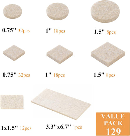Felt Pads Small 3/8" Felt Pads for Cabinet Doors Bumpers, Cabinet Cushion Dots Felt Cabinet Door Stops, Self Adhesive Thick Bumper Pads to Protect Surfaces -Anti Scratch 234 Pcs Round Brown