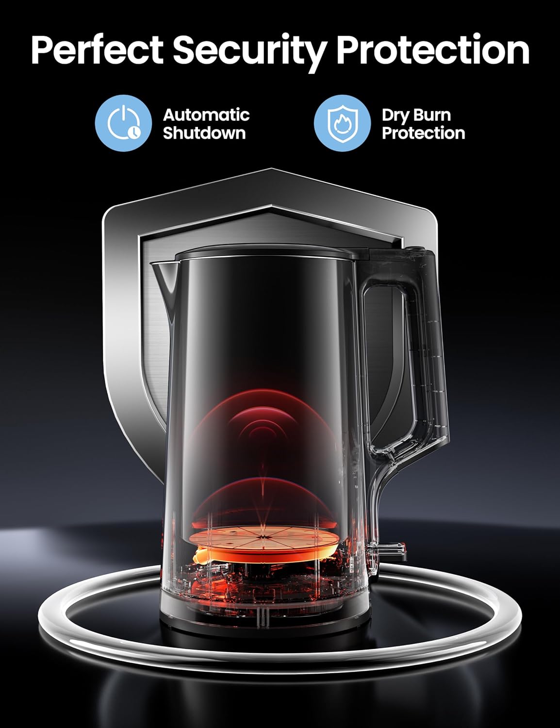 COMFEE' 1.7L Double Wall Stainless Steel Electric Kettle