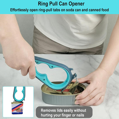 Jar Opener for Weak Hands, Seniors with Arthritis, 5 in 1 Bottle Opener | Multi-use Lid Opener Set with Non-slip Rubber Gripper Pad & Wine Opener, Great for Senior Parents, Grandparents or Loved Ones
