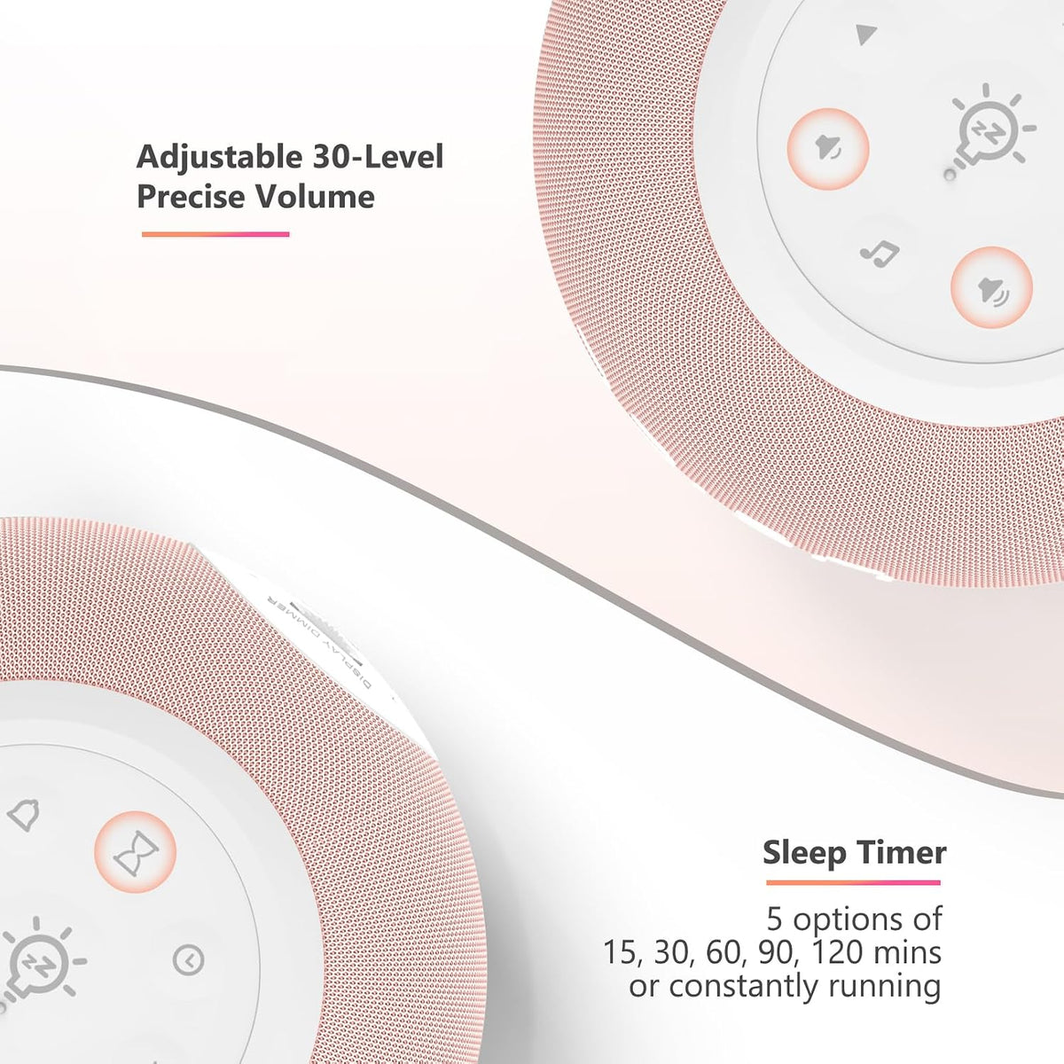 REACHER Auto Dimmable Sound Machine Alarm Clock with Night Light for Girls