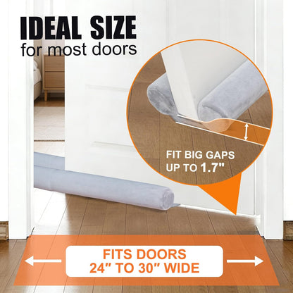 Under Door Draft Stopper 30-38" Adjustable Wind Stopper for Door & Window, Foam Door Sweep Air & Noise Blocker for Bottom of Doors Double Side Seal - Black