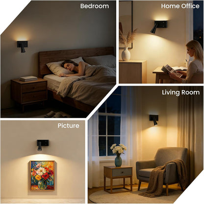 Wall Sconce Battery Operated Reading Lights, 10000mAh Rechargeable Wireless LED Wall Lights, 3 Color Temperatures Dimmable Bedside Lamps for Bedroom Living Room, 1 Pack