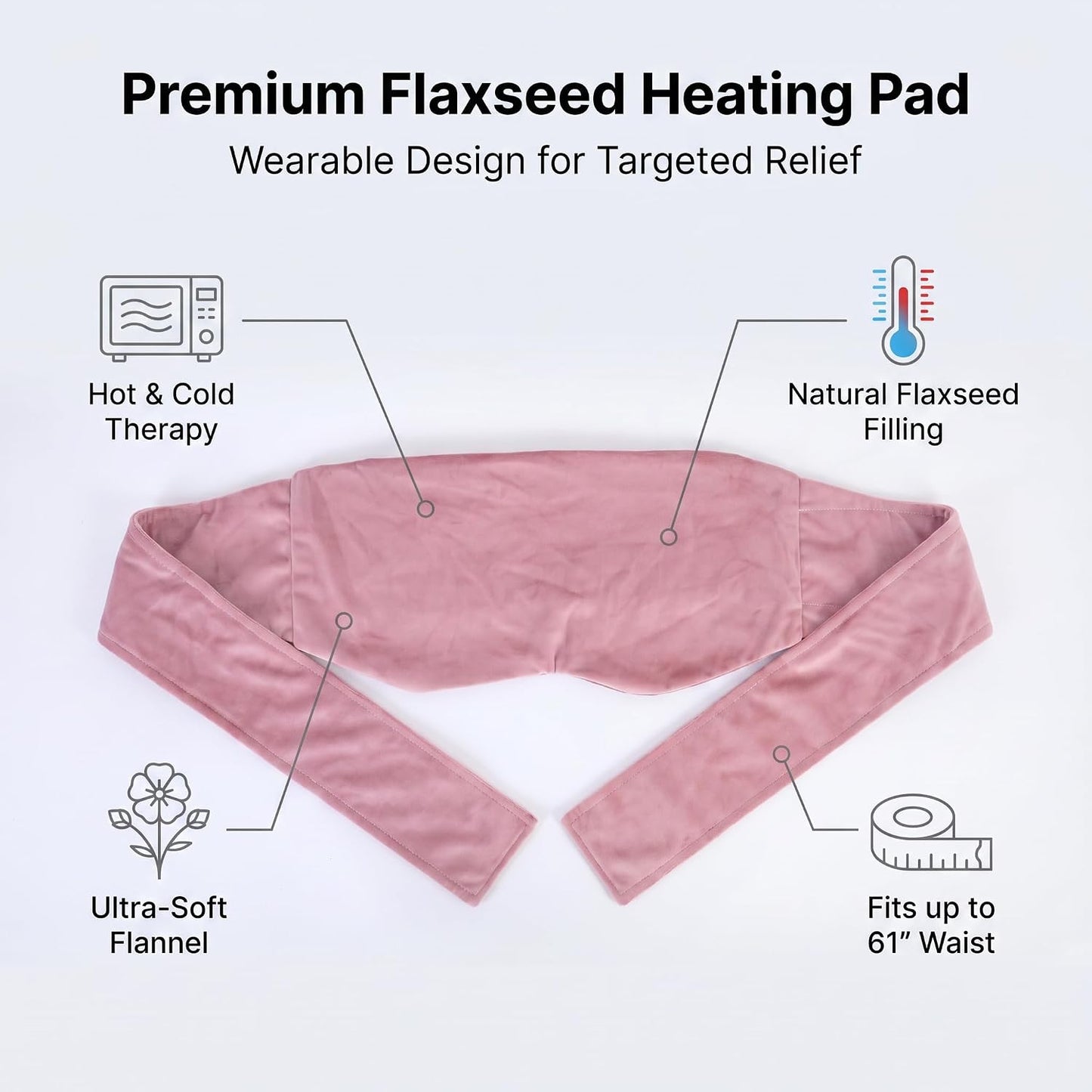 Microwave Heating Pad for Back Pain Relief, Flaxseed Microwavable Heating Pad with Removable Washable Flannel Cover, Moist Heating Pad for Period Cramps & Muscle Relaxation,10''x18''