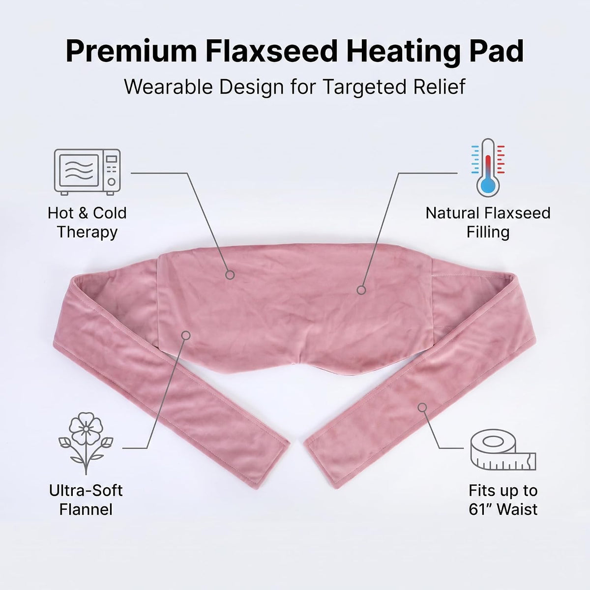 Microwave Heating Pad for Back Pain Relief, Flaxseed Microwavable Heating Pad with Removable Washable Flannel Cover, Moist Heating Pad for Period Cramps & Muscle Relaxation,10''x18''