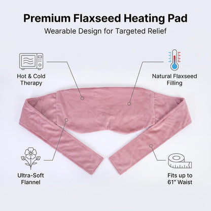 Microwave Heating Pad for Back Pain Relief, Flaxseed Microwavable Heating Pad with Removable Washable Flannel Cover, Moist Heating Pad for Period Cramps & Muscle Relaxation,10''x18''