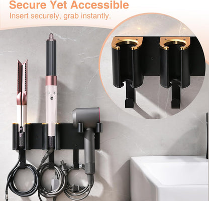 Hair Tool Organizer, Curling Iron Holder, Countertop/Wall Mount | Hair Brush & Spray Organizer, Hot Tools Holder for Vanity Bathroom, Under Sink/Adhesive/Screw Mount, Acrylic, Clear