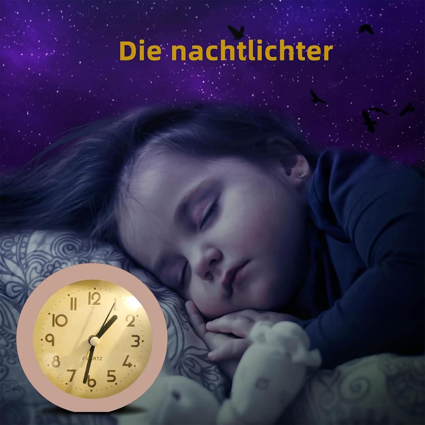 Alarm Clock with Backlight, 4 Inches Cute Analog Round Digital Quartz Clock, Non Ticking, Battery Operated ,Frosted Texture, Simply Design for Living Room, Bedroom ,Bedside, Desk Decorative(Pink)