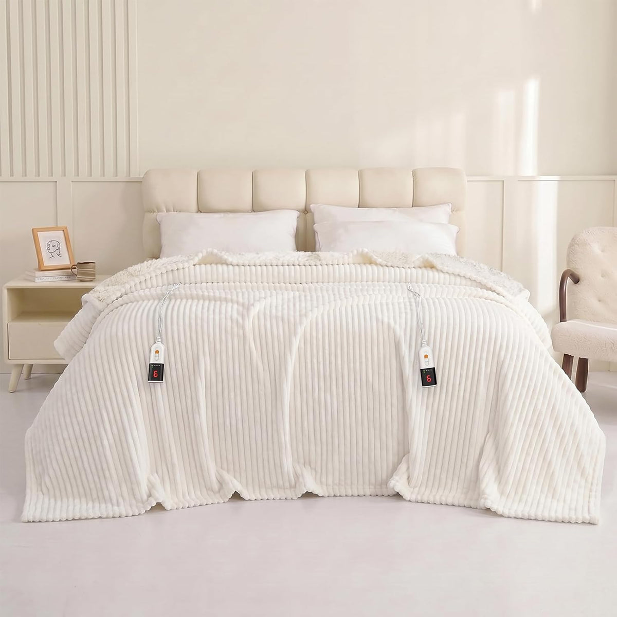 Reaks Heated Throw Blanket, 5 Heat Levels, 3 Hours Auto-Off, 50"x60", White