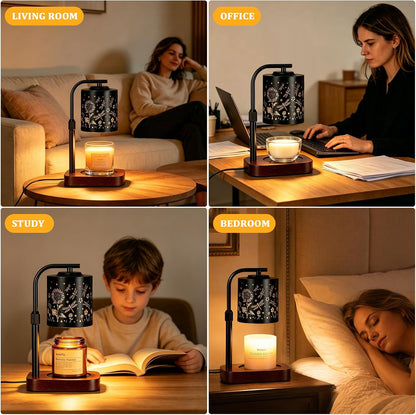 WIHTU Candle Warmer Lamp with Timer & Dimmer Dragonfly for Jar Candles | Metal Electric Wax Melt Warmer, Height Adjustable, Birthday Gift for Women Mom Her, Housewarming Home Decor, Include 2 Bulbs