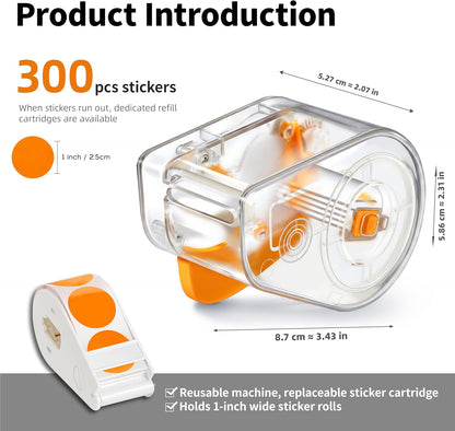 300 PCS Blue Dot Stickers with Sticker Dispenser,Round Coding Labels Circle Dots Labels Stickers,Circle Dot Stickers Label Sticker for Office,Classroom,Small Business,Papers