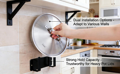 Stainless Steel Wall Mounted Cutting Board Holder Punch-Free Adhesive Multifunctional Kitchen Organizer Pot Lid Storage Rack 7" x 2.3" x 1.8" White