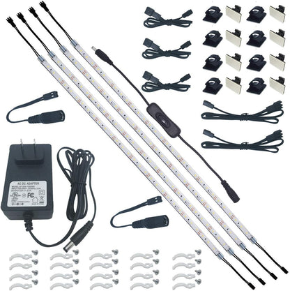 Motion Sensor Detection LED Light Strip Kit. Plug in. Perfect to Work as Motion Activated Lighting for Under Cabinets Closets Wardrobe Hallway Stairs Beds Kitchen. 4-Flex-Strip. Warm White 2700K.