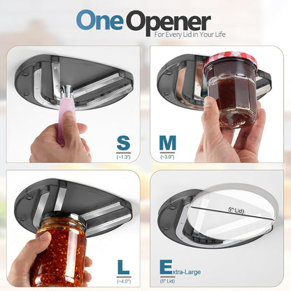 Mount-on Cabinet Jar Opener for Weak Hands,Seniors with Arthritis,Double U Shaped Grooves Grip Bottle Opener for Any Size Lid,304 Stainless Steel One-Handed Can Opener Tool for Home Assistance,Blue
