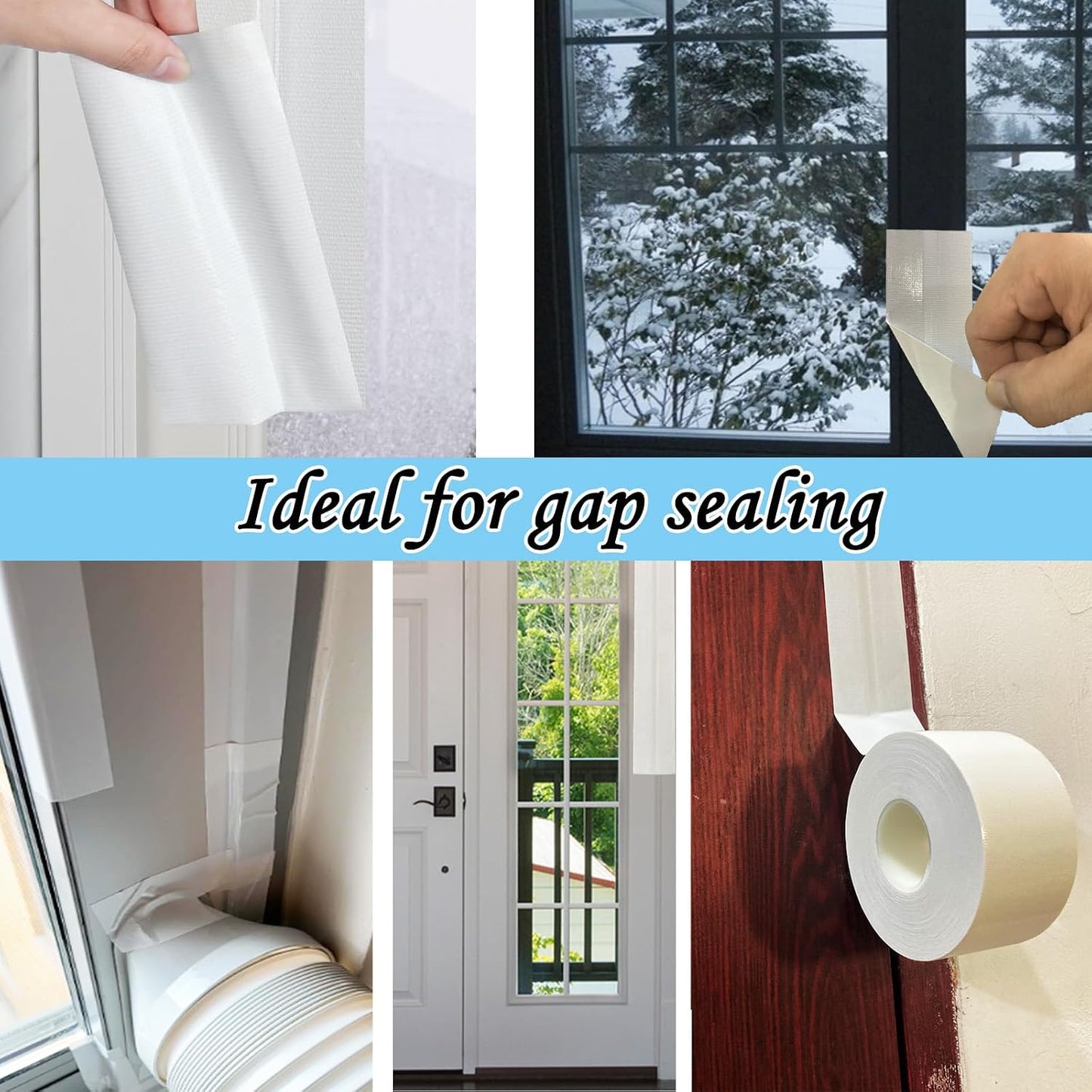 Window Weather Sealing Tape, White Window Draft Isolation Film Tape, Waterproof AC Insulation Air Conditioner Sealing Tape to Keep Out Cold Air, Dust, Rain, 2IN X 99FT, No Residue