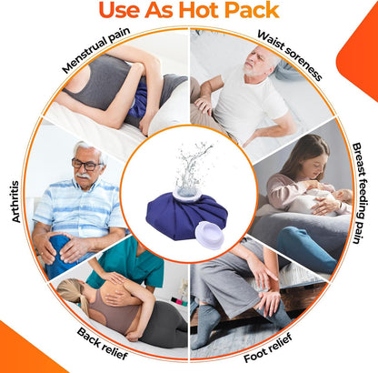 Ice Bags for Injuries Reusable: Ohuhu 3 Packs Ice Cold Packs with 2 Wrap Ice Bag Hot Water Hot & Cold Therapy Pain Relief for Knee Leg Injury No-Leak Waterproof Ice Bags 3 Sizes 6"/9"/11", Light Blue