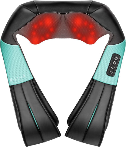 Nekteck Shiatsu Neck Massager with Heat for Pain Relief, NOT Cordless | 2026 Upgraded 3D Back Shoulder Kneading Massage Pillow, 3 Intensity Speeds Deep Tissue, Relaxation Gifts for Men Women, Black