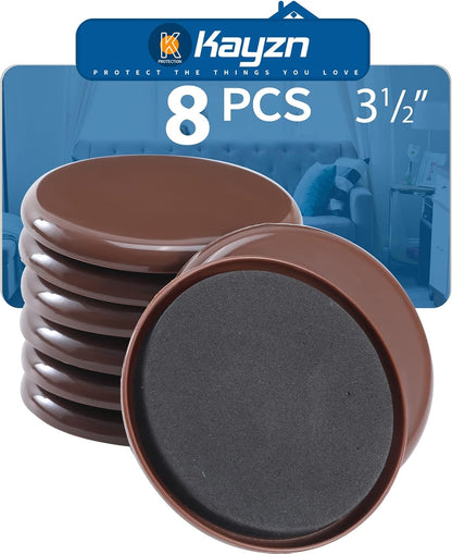Furniture Sliders 8pcs 3 1/2 inch - Heavy Duty Reusable Round Sliders for Moving Furniture on Carpet, Easily Move Couches/Beds/Armoires/Chair/Table/Cabinet