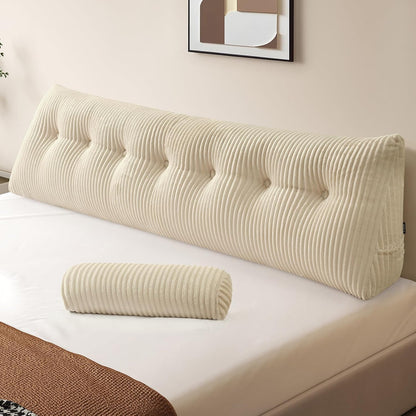 Z-hom Headboard Pillow, Wedge Backrest Cushion, Queen Size,NO Roll Pillow | Grey Triangular Backrest Cushion Equipped,NO Roll Pillow,Ideal for Reading,Sitting Up in Bed&Filling Headboard Gaps