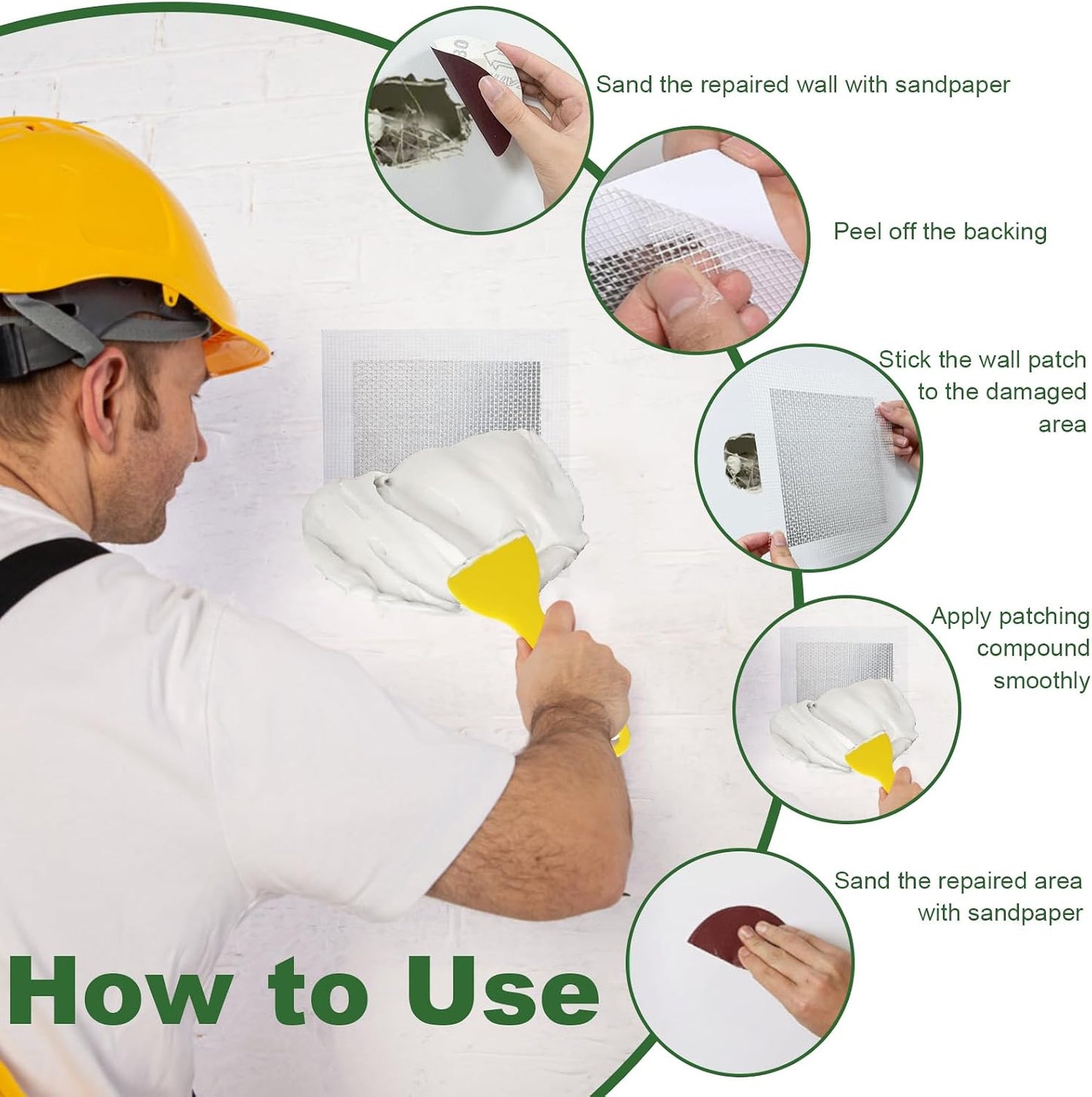 Drywall Repair Kit, 11 Pcs Drywall Patch, Dry Wall Web Repair Patch Kits for Holes, Plaster Sheetrock Repair Patching Kit with Scraper and Sandpaper