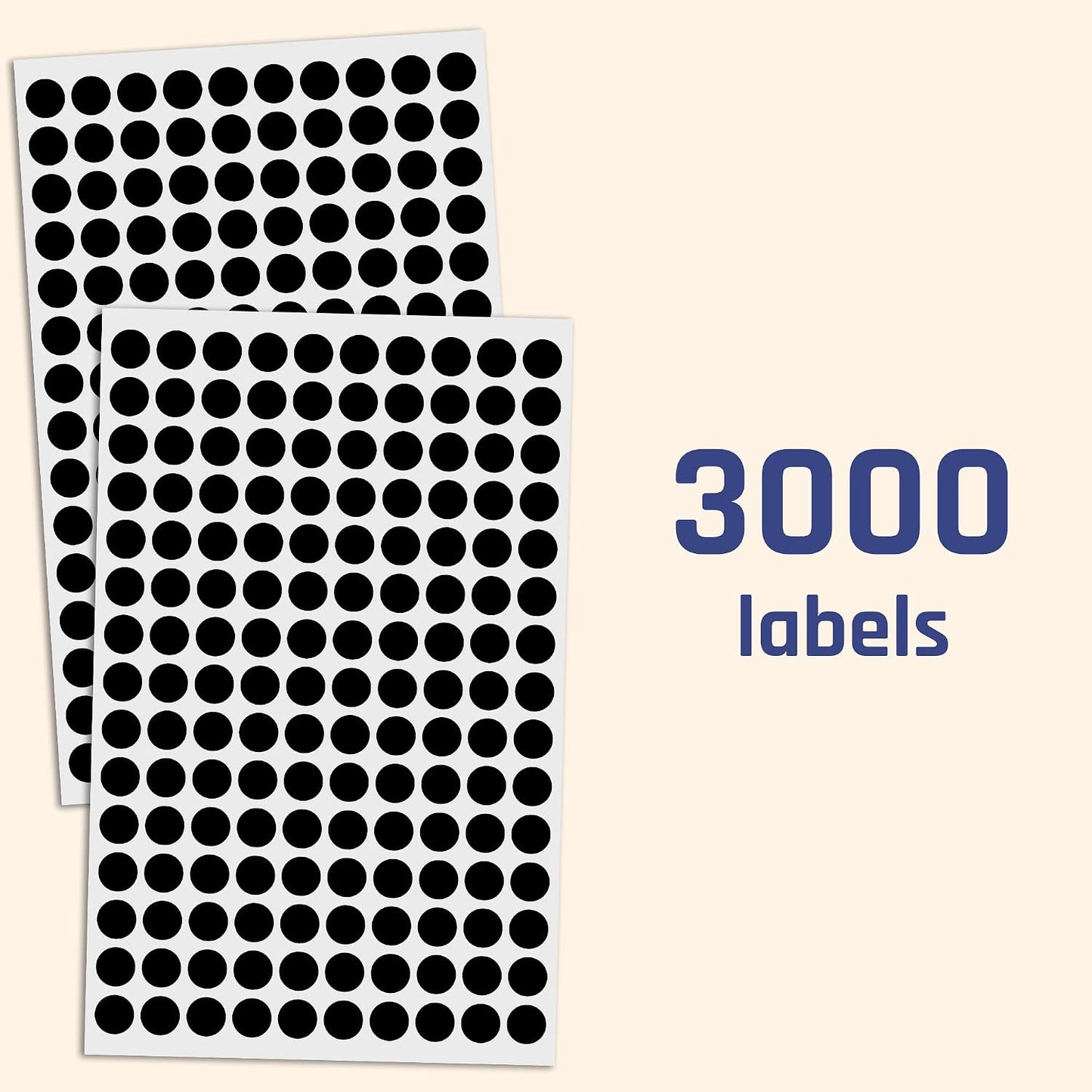 3000 Pieces, Small Colored Dot Round Stickers Labels - 10 Colors, 0.375"
