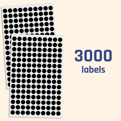 3000 Pieces, Small Colored Dot Round Stickers Labels - 10 Colors, 0.375"