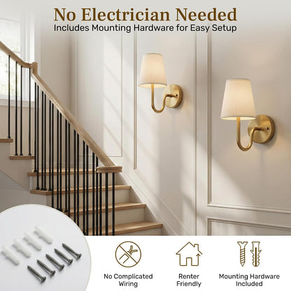 Bell+Howell 2 Pk Rechargeable Wall Sconces Set of Two - Gold