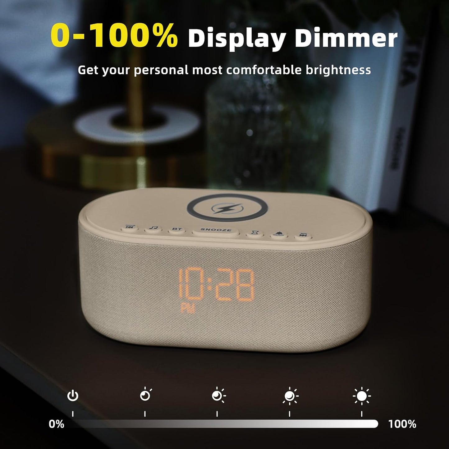Odokee Sound Machine Alarm Clock for Bedrooms with Wireless Charging - Putty