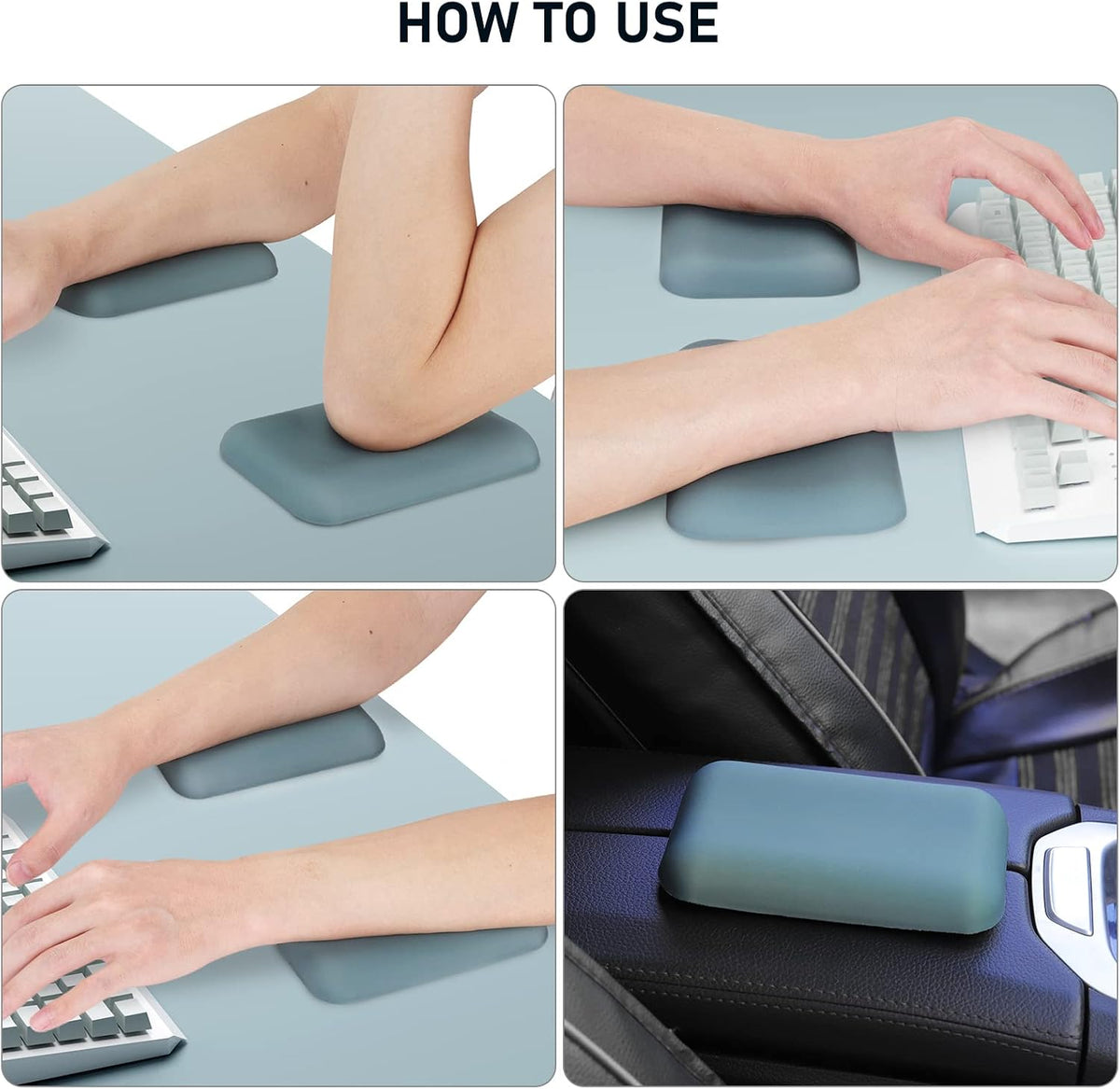 Leolee Elbow Rest Pads for Desk, Black Ergonomic Wrist Rest Arm Rest Pads