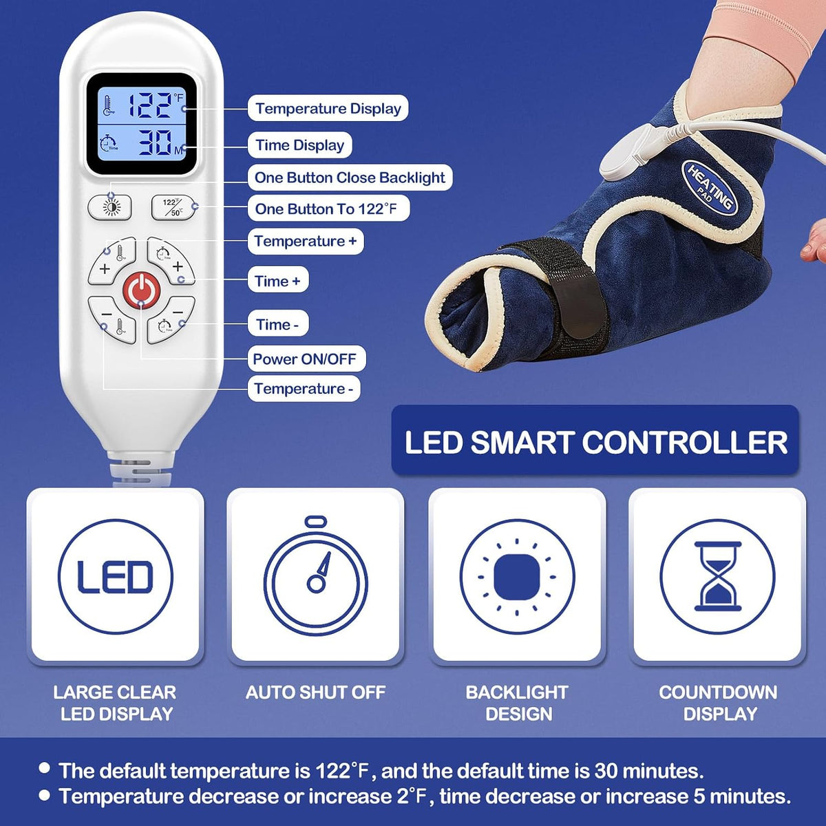 JOBYNA Ankle/Toe/Foot Warmer | Full Coverage Heated Foot Wrap |86-158℉ Continuous Setting| 10-90min Timer| Electric Heating Pad for Plantar Fasciitis Relief, Neuropathy Pain Relief for Foot(1 Pack)
