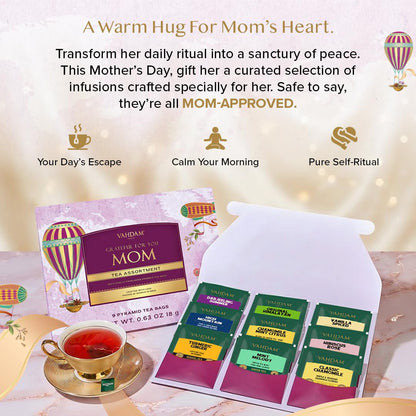 VAHDAM, Assorted Herbal Tea Sampler (18 Tea Bags, 9 Flavors) Caffeine-Free, Non-GMO | Double Infusion, Individually Enveloped Tea Bags | Herbal Tea Assortmen