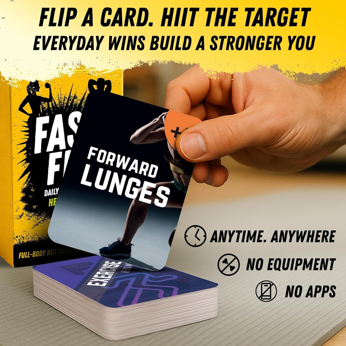 Fast Fit Beast Mode Workout Cards - 120 Tear Resistant HIIT Fitness Deck