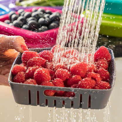 Hutzler 3-in-1 Bitty Box Berry Keeper, Berry Colander & Saver Container, 9oz / 1 Cup Capacity, Blue