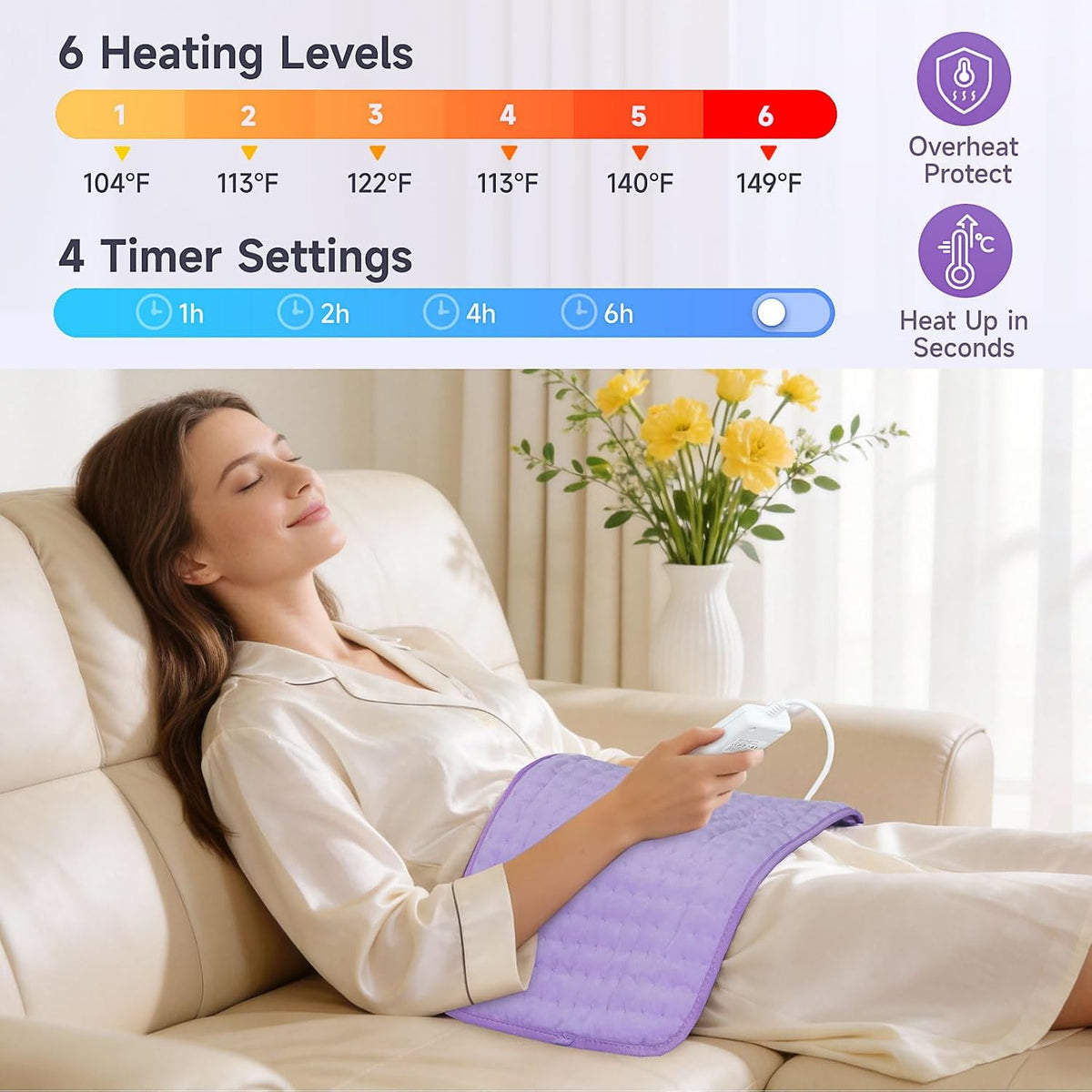 NBKLS Heating Pads for Back Neck Shoulder Pain, Electric Heating Pad Auto Shut Off, Fast Heat, Large Heating Pad Christmas Gift for Women Men, Birthday Gifts for Mom Dad (Blue)