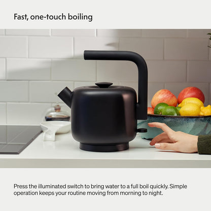 Fellow Clyde Electric Kettle 1.5 Liter - Fast Boil, Drip-Free Spout | Hot Water Tea Kettle for Tea & Coffee, Stainless Steel Water Boiler, Auto Shut-Off, BPA-Free, Cordless, Matte Black