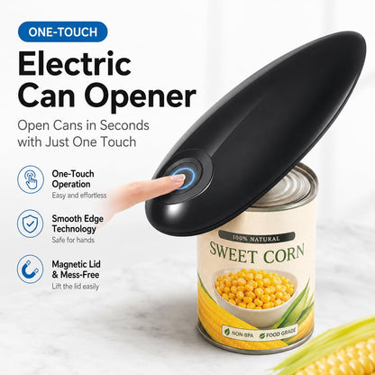 Electric Can Opener for Seniors, One-Touch Battery Operated, Smooth Edges | Fits most round cans with hands-free operation. Easy for seniors and people with arthritis or limited hand strength.