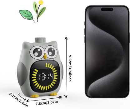 Grey Big-Eyed Owl Visual Timer for Kids,Classroom Timer