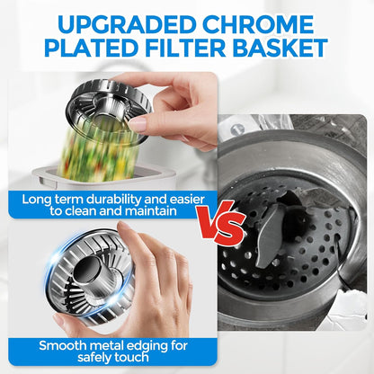 3 in 1 Kitchen Sink Drain Strainer Stopper Removable Basket Pop-Up | Kitchen Sink Food Strainer 1 Pack Silver Stainless - Food Catcher, Odor-Block Seal, Fits 3.5" Drain, Easy Clean