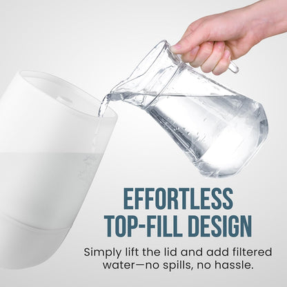 Fontaines Luxury Top-Fill Humidifiers for Bedroom, Cool Mist 360° Ultra-Fine Spray, Whisper-Quiet, Dishwasher-Safe Tank, Nightlight & Auto Shut-Off, Easy Clean Baby Nursery