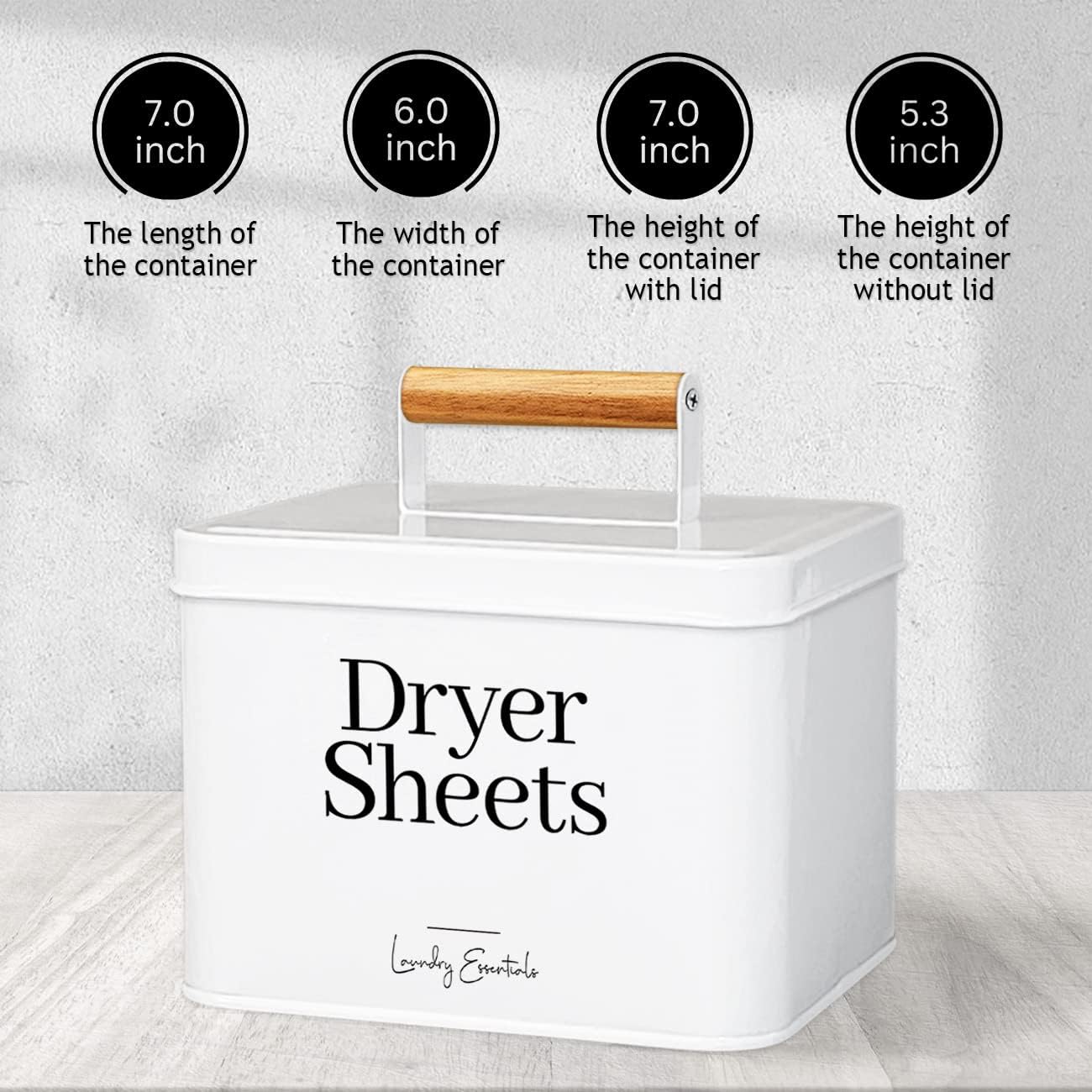 Modern Farmhouse Lint Bin for Laundry Room Decor and Accessories (White) | Metal Lint Bin for Laundry Decor and Laundry Room Organization, Laundry Trash Can, Lint Holder Bin