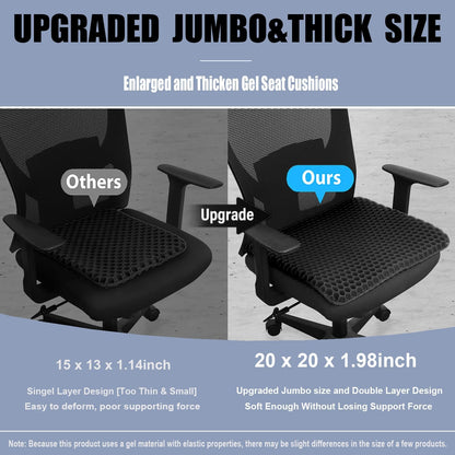 Gel Seat Cushion for Long Sitting - 1.65inch Double Thick Cooling Egg Cushion for Back, Hip, Sciatica, Coccyx, Tailbone Pain Relief - Office Chair Car Seat Cushion – Wheelchair Cushions